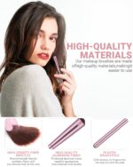 8Pcs Makeup Brushes Set Premium Eyeshadow Brush Professional Angled Eyebrow Brush Lip Brush Eyeshadow Brush Set With 3Pcs Powder Puffs and Pink Case 12 in 1 - Image 3