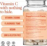 NAKED Vitamin C - 500mg Ascorbic Acid Capsules with Citrus Bioflavonoids - Daily Antioxidant and Immune Support* Made in USA - Vegan, Non-GMO - 90 Capsules - Image 5