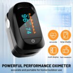 Fingertip Pulse Oximeter - Accurate SpO2 Monitor with AAA Batteries for Home/Outdoor (Black) - Image 3