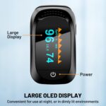 Fingertip Pulse Oximeter - Accurate SpO2 Monitor with AAA Batteries for Home/Outdoor (Black) - Image 5