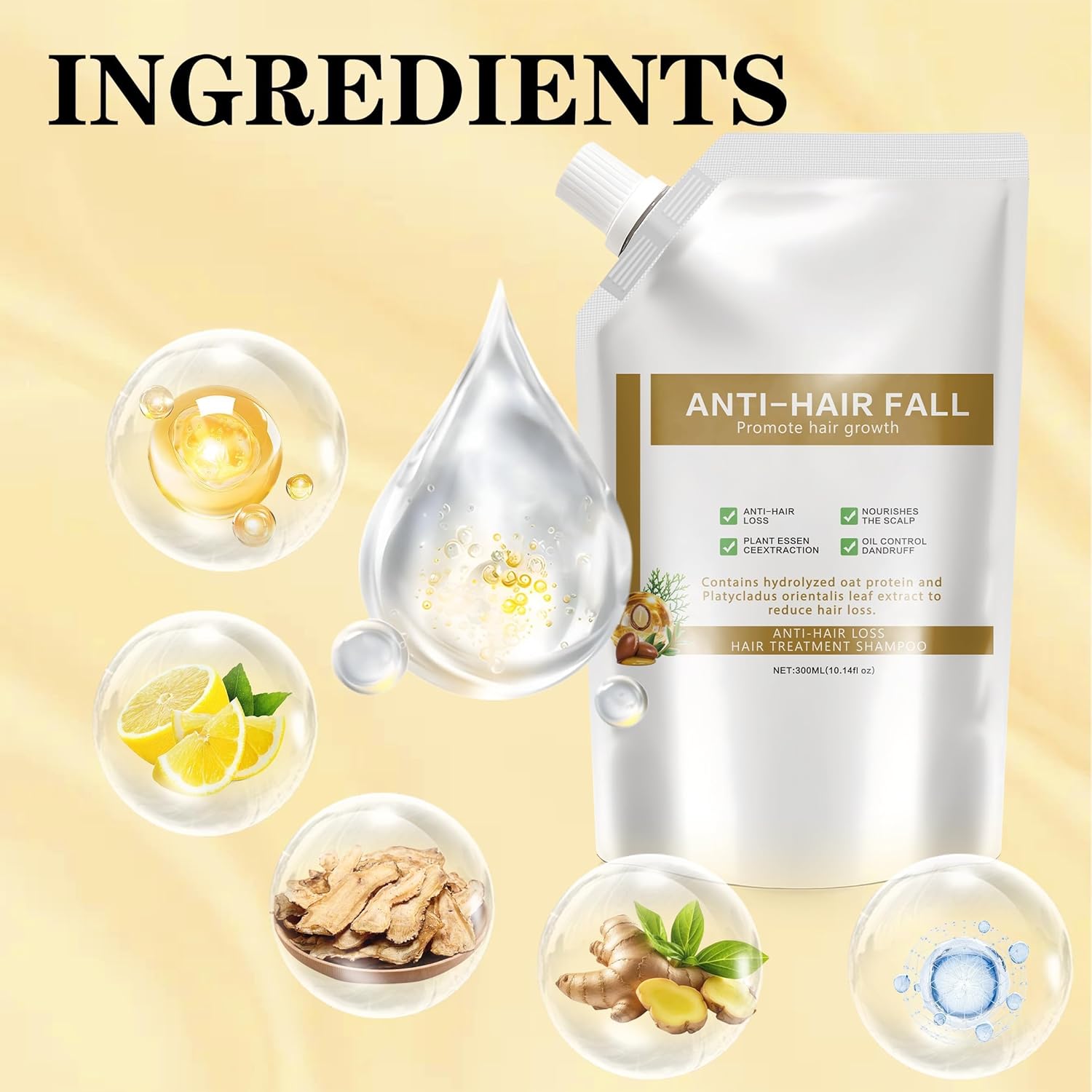 Anti Hair Loss Shampoo, Anti-Hair Fall Promote Hair Growth Shampoo-Women,Enriched with Multiple Botanical Extracts, for All Hair Types-2Pcs(600ml) - Image 6