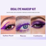 Purple Eyeliner Mascara Set, 5D Colored Mascara Volume Length Smudge-Proof Smooth Shine Gel Eyeliner Pencil Waterproof Natural Curling Purple Mascara for Eyelashes Makeup for Women - Image 5