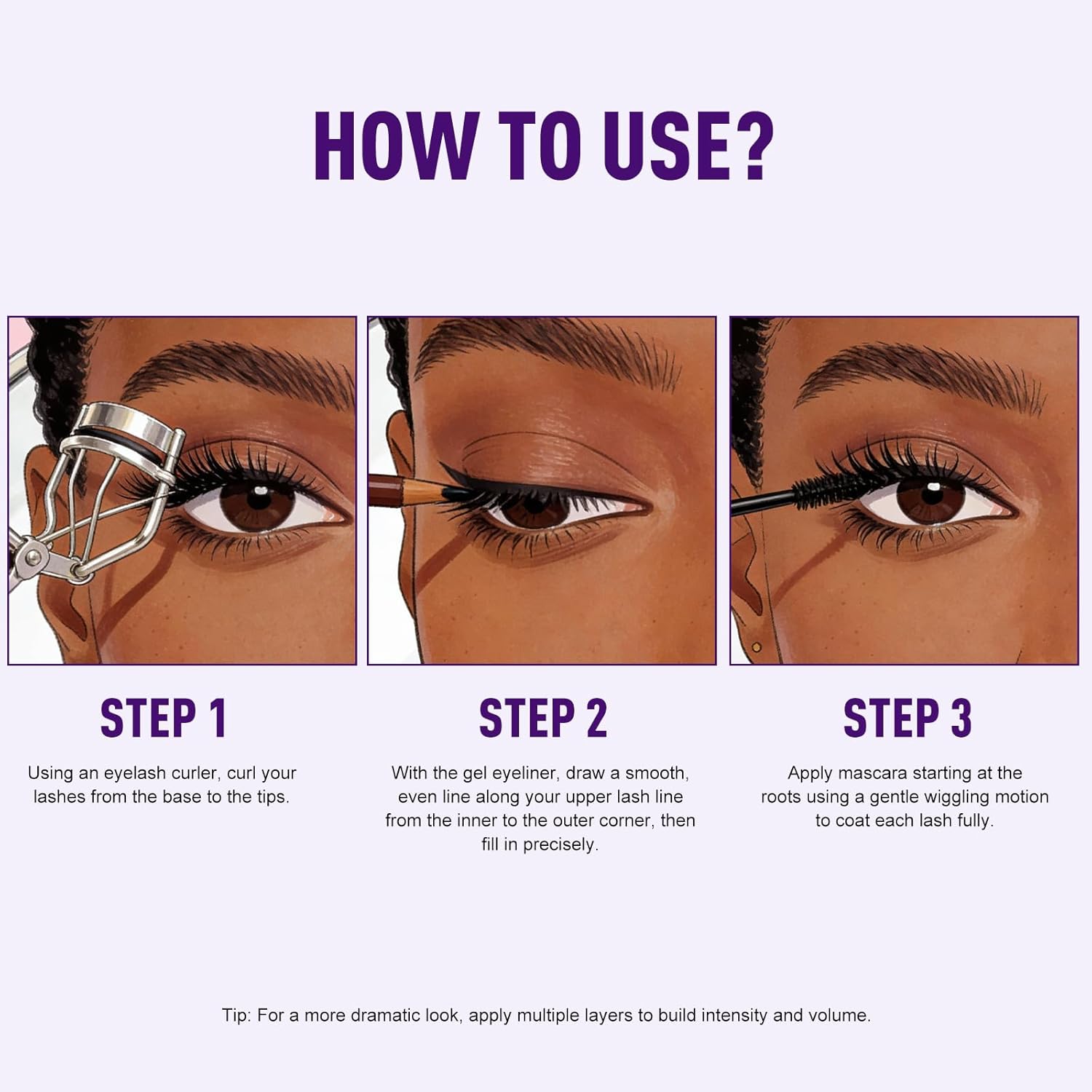 Purple Eyeliner Mascara Set, 5D Colored Mascara Volume Length Smudge-Proof Smooth Shine Gel Eyeliner Pencil Waterproof Natural Curling Purple Mascara for Eyelashes Makeup for Women - Image 7