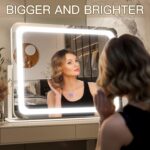 FENNIO Vanity Mirror with Lights 22''x17'' Makeup Mirror with Lights,Vanity Mirror Touch Screen with 3-Color Lighting,Dimmable,for Vanity Desk Tabletop - Image 3