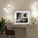 FENNIO Vanity Mirror with Lights 22''x17'' Makeup Mirror with Lights,Vanity Mirror Touch Screen with 3-Color Lighting,Dimmable,for Vanity Desk Tabletop - Image 4