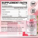 NAC Gummies 600mg, N Acetyl Cysteine Supplement NAC Chewable for Antioxidants & Immune Support, Lung & Liver Health, Natural Strawberry Flavor, 60ct - Image 3