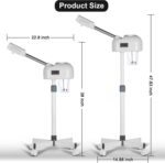 Stand Ozone Professional Facial Steamer with Digital Display, Adjustable Height & Rolling Base, Timer Function, 360° Rotatable Nozzle, Hot Mist Function, Use for Home, Salon SPA (White) - Image 3