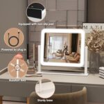 FENNIO Vanity Mirror with Lights 14"×12" Makeup Mirror with Lights,Lighted Vanity Mirror Tabletop,Smart Touch with 3-Color Lighting,Dimmable,for Vanity Desk Tabletop - Image 5