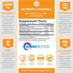 OmniBiotics Ultimate Vitamin C Supplement 2000mg – with Zinc, Elderberry Extract, and D3 – High Potency Immune Support & Collagen Booster – 120 Vegan Tablets - Image 3