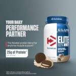 Dymatize Elite 100% Whey Protein Powder, Cookies & Cream, 25g of Protein, 5.5g BCAAs, Less Than 140 Cal., Gluten Free, 3g Carb, 2g Sugar, 3g Fat (25 Servings) - Image 3