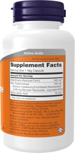 NOW Foods Supplements, Glutathione 500 mg, With Milk Thistle Extract & Alpha Lipoic Acid, Free Radical Neutralizer*, 60 Veg Capsules - Image 3