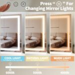 FENNIO 23" x 18" Vanity Mirror with Lights，LED Makeup Mirror，Hollywood Mirror with 3 Color Modes & Adjustable Brightness，Vanity Mirror Square White - Image 3