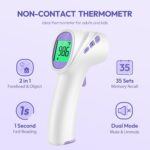 Forehead Thermometer for Adults, Kids & Babies, No-Touch Digital Thermometer with LCD Backlight Display, Fever Alarm and 1s Instant Reading - Purple - Image 3