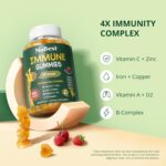 NuBest Immune Gummies | Kids Immune Booster with Iron, Zinc, Vitamins C, D2, A, and B-Complex | for Ages 4+ | Raspberry Flavor | 60 Gummies - Image 3