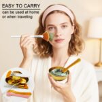 12 Pcs Gold Facial Bowl and Brush Set - 3 Stainless Steel Mixing Bowls, 3 Flat Brushes, 3 Fan Brushes, 3 Mask Applicators - Complete Esthetician Kit for Professional Spa & DIY Skincare - Image 5