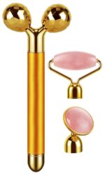 3-IN-1 Electric Jade Roller 3D Roller Facial Roller & Face Massager,Gold - Image 2