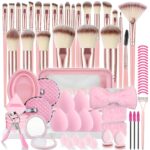 73PCS Makeup Brushes, Makeup Brush Set Professional Makeup Kit Multi-functional Makeup Tool Set with Case Facial Makeup Accessories,Brush Set Eye & Makeup Sponge(Pink) - Image 2