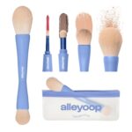 Alleyoop Multi-Tasker 4-in-1 Travel Makeup Brush Set – Compact Makeup Brushes with Blending Sponge, Eyeshadow, Eyebrow & Liner, Blush & Bronzer Brush – Mini Makeup Tools Kit for Women, Vegan - Image 2