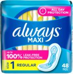 Always Maxi Feminine Pads Without Wings for Women, Size 1, Regular Absorbency, Unscented 48 Count - Image 2