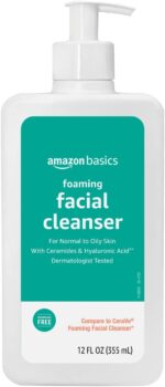 Amazon Basics Foaming Facial Cleanser with Ceramides & Hyaluronic Acid, Gentle Daily Face Wash, Non-Comedogenic, Fragrance-Free, 12 fl oz - Image 2