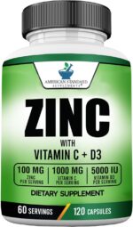 American Standard Supplements Zinc 100mg, Vitamin C 1000mg, and Vitamin D3 5000 IU (125mcg) Per Serving - Gluten Free, Non-GMO, 120 Capsules, 60 Servings - Image 2