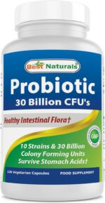 Best Naturals Probiotic 10 Strains & 30 Billion CFU Intestinal Flora, 120 Veggie Capsules - Shelf Stable probiotic (4146365) - Image 2