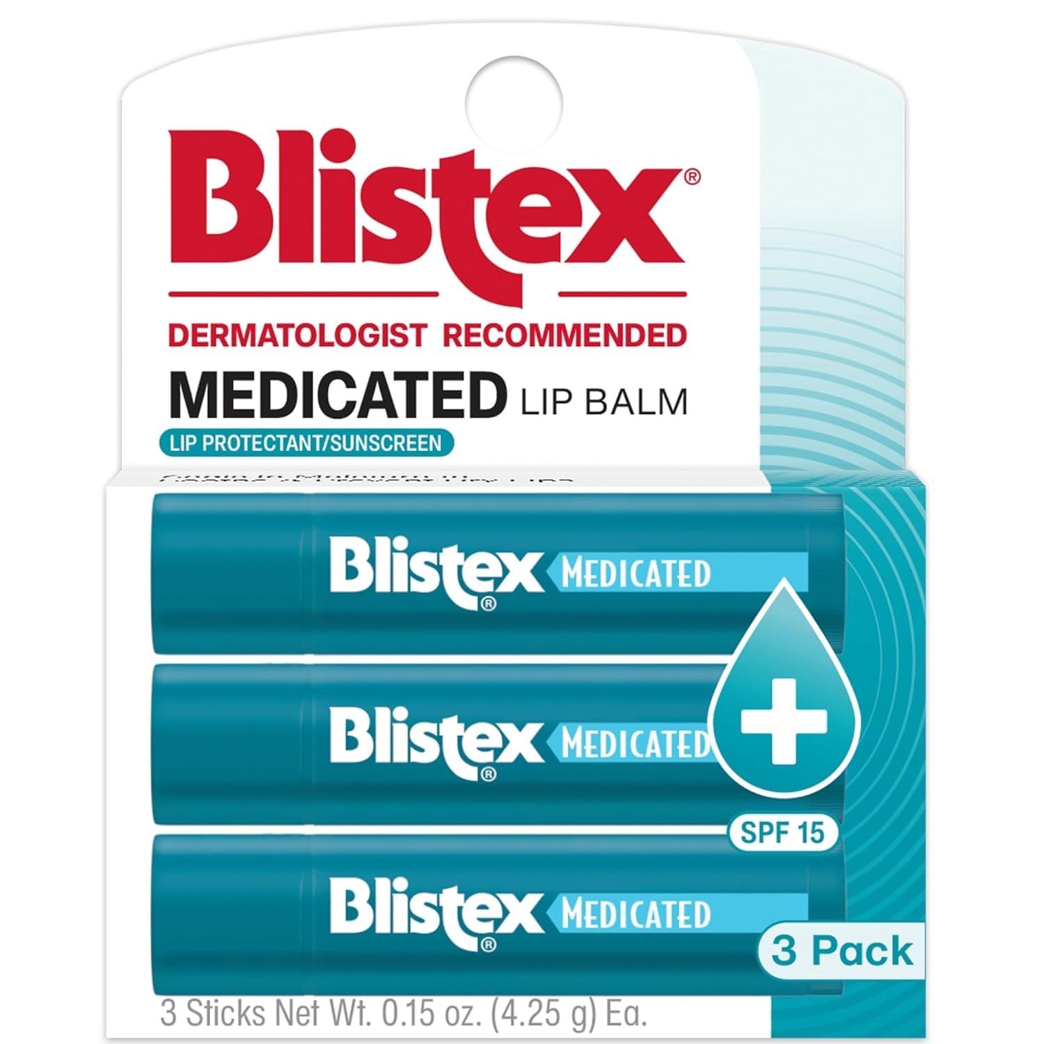 Blistex Medicated Lip Balm, 0.15 Ounce, 3 Count (Pack of 1) Prevent Dryness & Chapping, SPF 15 Sun Protection, Seals in Moisture, Hydrating Lip Balm, Easy Glide Formula for Full Coverage - Image 2
