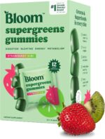 Bloom Super Greens Gummies, Daily Greens Superfood Fiber Gummies with Fruits, Vegetables, Vitamins & Minerals for Digestive & Gut Health, Bloating Support, Strawberry Kiwi, 12 Servings (48 Total) - Image 2