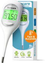 Boncare 9 Seconds Basal Body Thermometer for Ovulation, Oral Thermometer for Adults and Kids - Accurate Rectal Thermometer, with Fever Alarm and Large Display (Rice-White) - Image 2