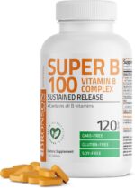 Bronson Super B100 Vitamin B Complex Sustained Release Contains All B Vitamins (Vitamin B1, B2, B3, B6, B9 - Folic Acid, B12), 120 Tablets - Image 2