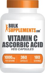BulkSupplements.com Ascorbic Acid Capsules - Ascorbic Acid Vitamin C 1000mg, Vitamin C Supplement - Vegan & Gluten Free, 2 Capsules per Serving, 360 Count (Pack of 1) - Image 2