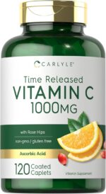 Carlyle Vitamin C 1000mg | Timed Release | 120 Vegetarian Caplets | with Rose HIPS | Non-GMO & Gluten Free Supplement - Image 2