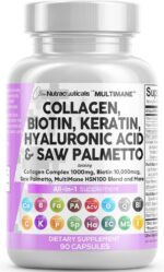 Clean Nutraceuticals Collagen Pills 1000mg Biotin 10000mcg Keratin Saw Palmetto Hyaluronic Acid - Hair Skin & Nails Vitamins & DHT Blocker with Vitamin E Folic Acid Pumpkin Seed MSM - 90 Count - Image 2