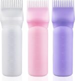 Cosywell Root Comb Applicator Bottle 6 Ounce Hair Dye Applicator Brush 3 Pack for Hair Root Comb Color with Graduated Scale(Pink White Purple) - Image 2