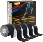 Dimora Kinesiology Tape, 80 Count Precut Strips 4 Rolls, Original Cotton, 10” Elastic Athletic Tape for Muscle Pain Relief and Joint Support, Black - Image 2
