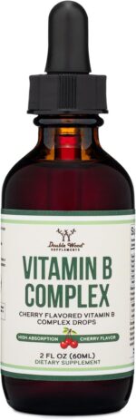 Double Wood Supplements Liquid Vitamin B Complex - 2 Month Supply - Max Absorption - B3, B6, B7 (Biotin), B9, and Vitamin B12 - Cherry Flavor - 2 FL OZ - Image 2