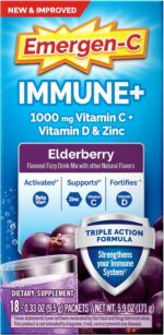 Emergen-C Immune+ Triple Action Immune Support Powder, BetaVia (R), 1000mg Vitamin C, B Vitamins, Vitamin D and Antioxidants, Elderberry – 18 Count - Image 2
