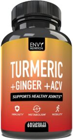 Envy Nutrition Turmeric & Ginger Supplement Capsules with Apple Cider Vinegar - Enhanced Immunity & Metabolism Support - 95% Curcuminoids, Bioperine (Black Pepper) for Superior Absorption - 60 Caps - Image 2