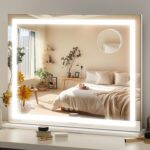 FENNIO 23" x 18" Vanity Mirror with Lights，LED Makeup Mirror，Hollywood Mirror with 3 Color Modes & Adjustable Brightness，Vanity Mirror Square White - Image 2