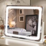 FENNIO Vanity Mirror with Lights 22''x17'' Makeup Mirror with Lights,Vanity Mirror Touch Screen with 3-Color Lighting,Dimmable,for Vanity Desk Tabletop - Image 2