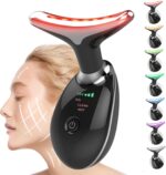 Face and Neck Massager T𝗈𝗈I, 7 C𝗈I𝗈r Facial Massager for Face and Neck, Face 𝖲cuIpting Tool for S𝗄in Care - Black - Image 2