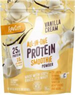 FlavCity Vanilla Protein Shake Powder with Collagen Peptides, Reishi & Cordyceps Mushrooms - Focus, Skin, Hair & Joint Support - 100% Grass Fed Whey All in One Smoothie, 20 Servings - Image 2
