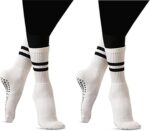 Flydo Pilates Grippy Socks with Grips for Women Yoga Non Slip Long Socks for Pure Barre, Ballet,Dance Workout 2-5 Pack - Image 2