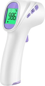 Forehead Thermometer for Adults, Kids & Babies, No-Touch Digital Thermometer with LCD Backlight Display, Fever Alarm and 1s Instant Reading - Purple - Image 2