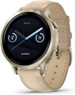 Garmin Venu® 4, 41mm, Advanced Health and Fitness GPS Smartwatch, Bright Colorful Display,Built-In Flashlight,10 Days of Battery Life,Lunar Gold/Bone Silicone Band and Light Sand Leather Band -2 bands - Image 2