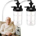 Geiserailie 2 Pack Oxygen Humidifier Bottle, Sturdy 6 LPM Humidifier Oxygen Bottle with 12" Adapter Tubing for Home or Travel Portable O2 Humidification - Image 2