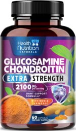 Glucosamine Chondroitin MSM Complex 2100mg per Serving - 3X Strength Joint Support Supplement with Glucosamine Sulfate, Turmeric, Boswellia - For Cartilage & Flexibility - Bottled in USA, 60 Capsules - Image 2