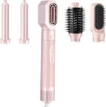 High-Speed 5 in 1 Hair Styler with Auto Curling Iron, Straightener & Volumizing Hot Air Brush |Fast Drying Ionic Blowout, No Heat Damage | Travel & Home Styling Tool (Pink) - Image 2