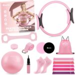 Hoedia 17 PCS Pilates Kit for Women, Pilates Equipment Ring and Ball Set with Resistance Bands, Yoga Strap, Core Sliders, Socks, Bag & Guide for Starter Home Workout Fitness Gym Essentials - Image 2
