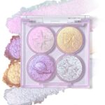 Holographic Duochrome Glitter Eyeshadow Palette, Chameleon Color Shift Metallic Shimmer Eyeshadow, Sparkle Inner Corner Eye Highlighter, Creamy Mini Purple Eye Shadow Iridescent Fairy Makeup - Image 2